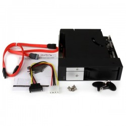 StarTech.com Dual Bay 5.25" Trayless Hot Swap Mobile Rack Backplane for 2.5" and 3.5" SATA/SAS HDD or SSD with Fan | StarTech.co