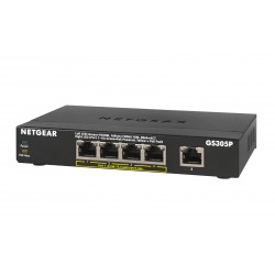 NETGEAR GS305P Unmanaged Gigabit Ethernet (10/100/1000) Power over Ethernet (PoE) Black