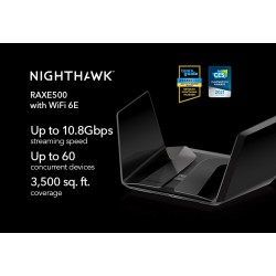 NETGEAR Nighthawk RAXE500 wireless router Gigabit Ethernet Tri-band (2.4 GHz / 5 GHz / 6 GHz) Black