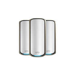 NETGEAR Orbi 970 Series Quad-Band WiFi 7, 3-Pack Quad-band (2.4 GHz / 5 GHz-1 / 5 GHz-2 / 6 GHz) Wi-Fi 6 (802.11ax) Grey Interna