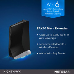 ETGEAR 4PT AX6000 WIFI MESH EXTENDER Network repeater Black 10, 100, 1000 Mbit/s