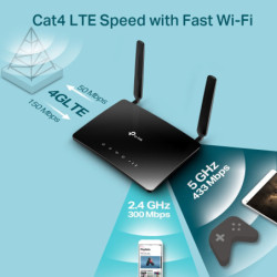 P-Link Archer MR200 wireless router Fast Ethernet Dual-band (2.4 GHz / 5 GHz) 4G Black